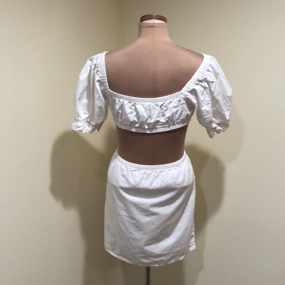 Princess Polly Dress Size US 4 White Puff Sleeve Cut Out Mini - Picture 4 of 9